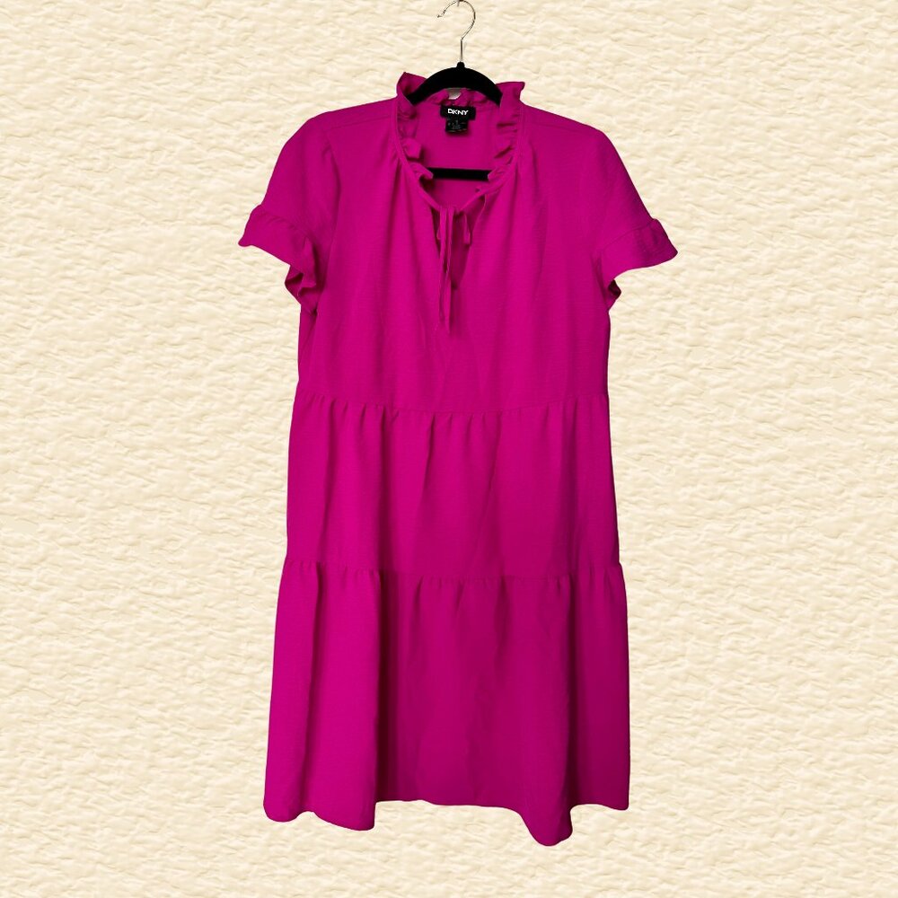 DKNY Hot Pink Tiered Dress (Size 10)